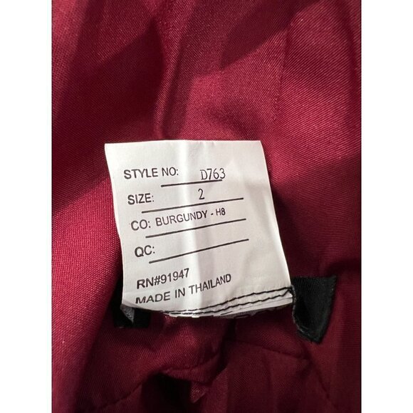 NWT Alfred Sung Size 2 Lace-Up Back Satin Twill A-Line Gown - Burgundy MSRP $25 - Picture 12 of 12